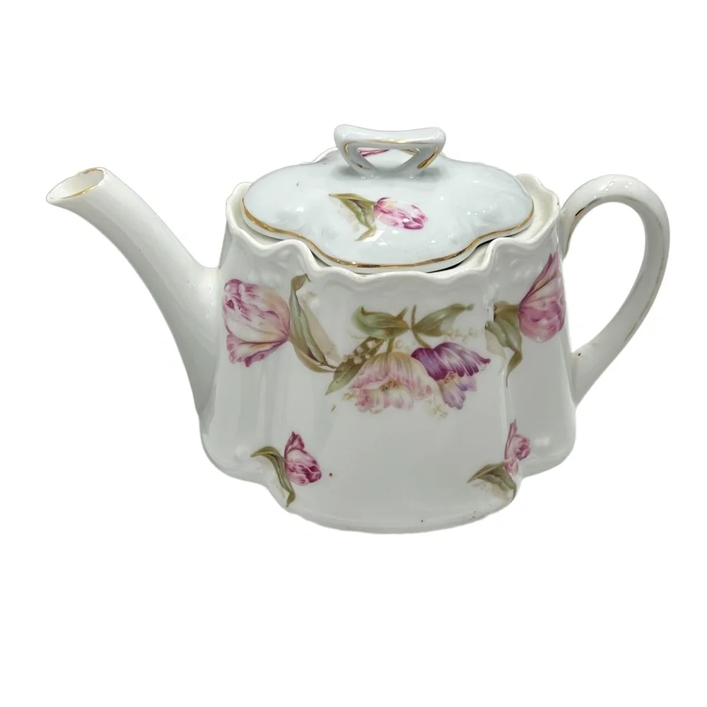 ANTIQUE Z.S.& CO PORZELLANFABRIK ZEH, SCHERZER & CO FLORAL TEAPOT